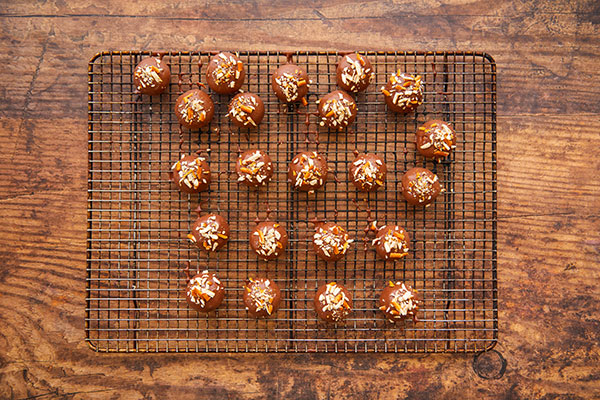 American Heritage Chocolate Truffles on a wire cooling rack