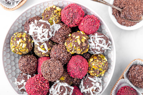 Chocolate and Date Truffles with Festive Toppings